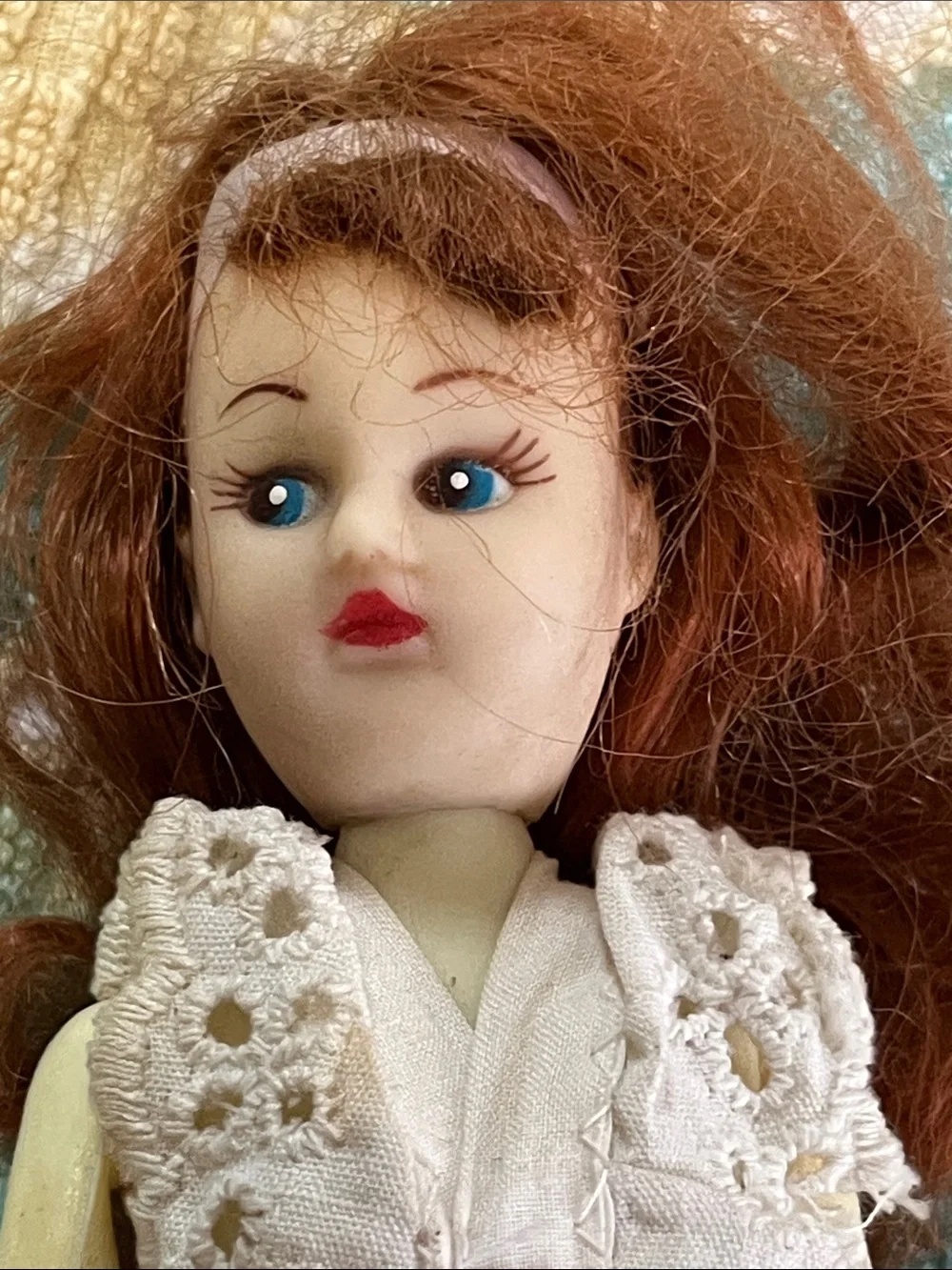Vintage White-Lace Fashion Doll with Red Hair